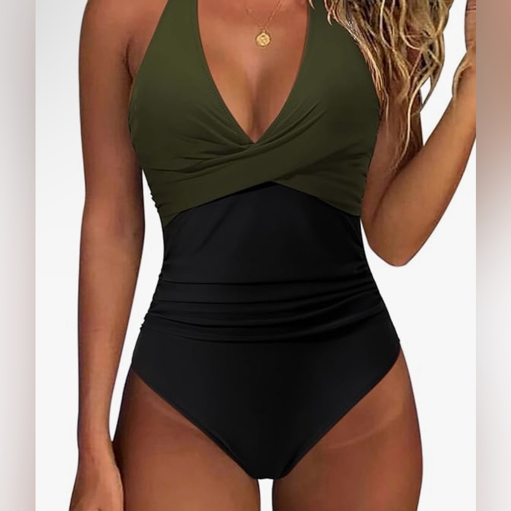 Olive and Black Women's Swimsuit